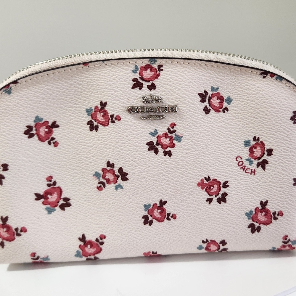 COACH Cosmetic Pouch/Bag - Floral and Cream